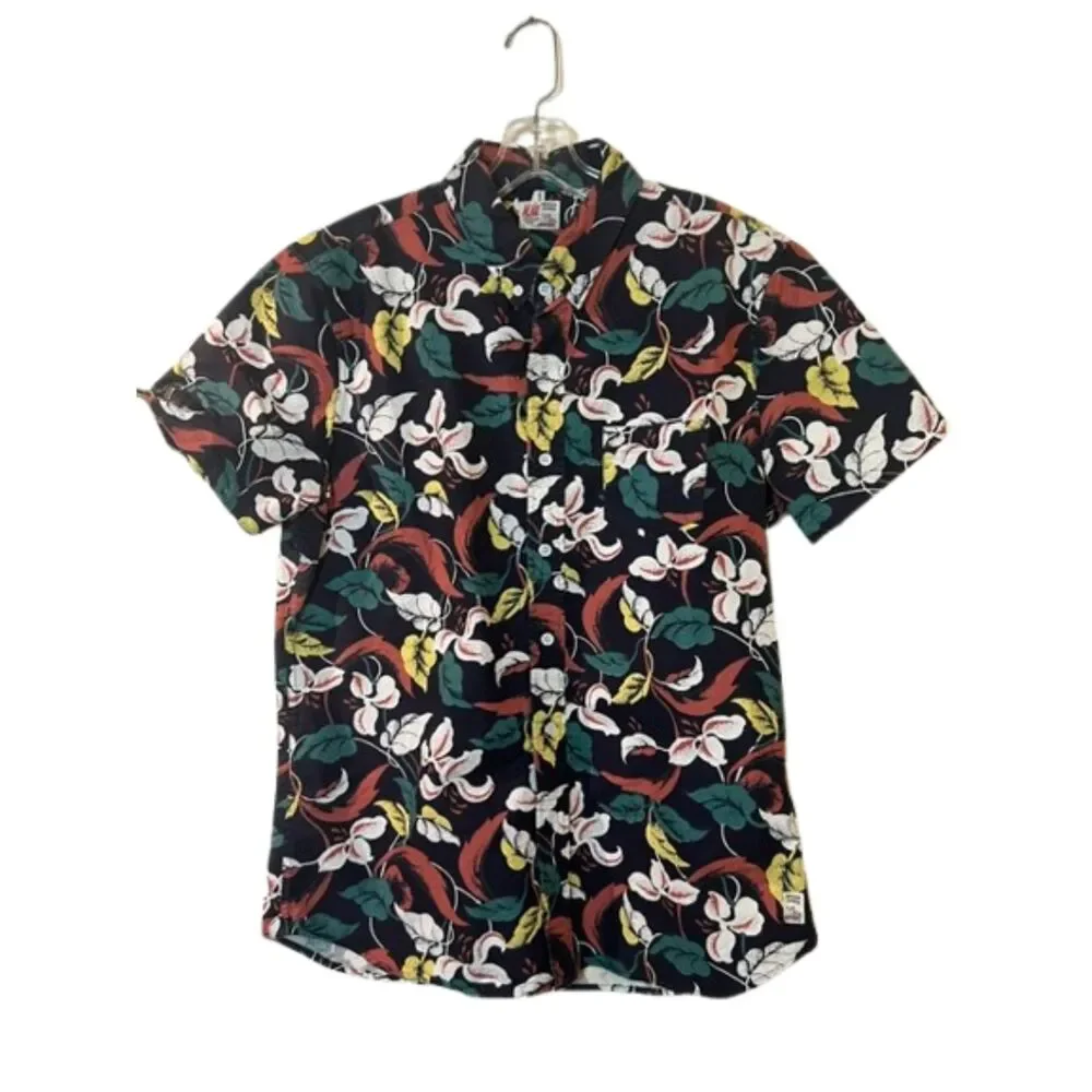 M.Nii Mens Makaha Shorts Hawaiian Floral Camp Shirt 100% Cotton Large